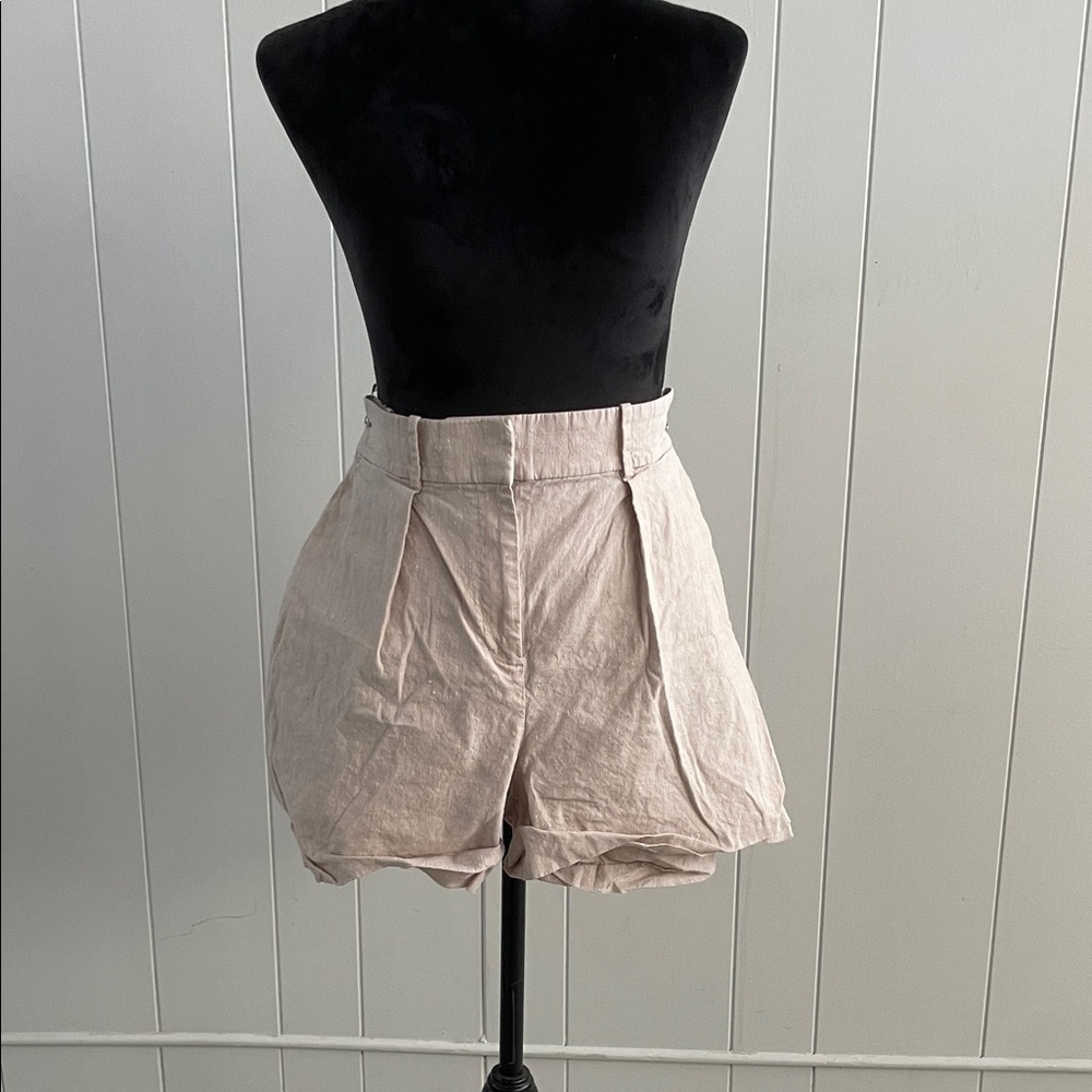 Theory Cream High-Waisted Shorts